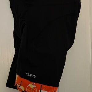 Women's Black Bike Shorts with Orange Accents